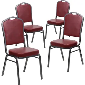 4fdc01svburgvy Flash Furniture 4/pack Banquet Chairs With Vinyl Seat Silver Vein Frame