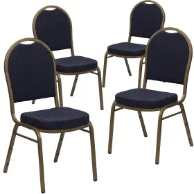 4fdc03ag3774 Flash Furniture Fabric Gold Frame Dome Back Banquet Chair Navy 4/pack
