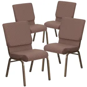 4fdch185gvbndt Flash Furniture Hercules Series Fabric Church Stacking Chair Brown Dot/gold Vein