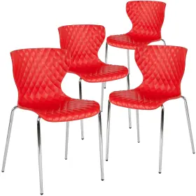 4lf707cred Flash Furniture Lowell Plastic Stack Chair Red 4 Pack