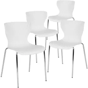 4lf707cwh Flash Furniture Lowell Plastic Stack Chair White 4 Pack