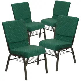 4xch60096gnb Flash Furniture Hercules Series Fabric Church Stacking Chair With Book Rack