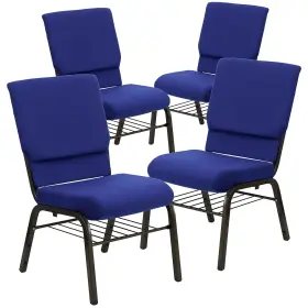 4xch60096nvb Flash Furniture Hercules Series Fabric Church Stacking Chair With Book Rack Navy