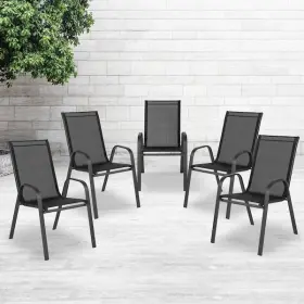 5-jj-303c-gg Flash Furniture Black Patio Stack Chair Pk5
