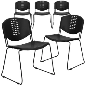 5rutnf02bk Flash Furniture Hercules Series Plastic Stack Chair Black 5 Pack