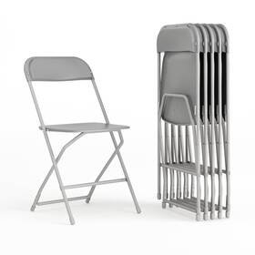 Flash Furniture 6-le-l-3-grey-gg Hercules Series Plastic Folding Chair - Grey 6 Pack 650lb W