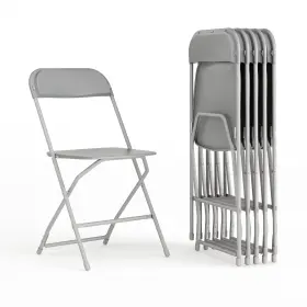 6-le-l-3-grey-gg Flash Furniture Hercules Series Plastic Folding Chair - Grey 6 Pack 650lb W