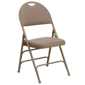 Flash Furniture 744759064684 Extra Large Beige Ultra-premium Fabric Metal Padded Folding Chair