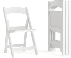 Flash Furniture 812581019582 Hercules Series Folding Chair - White Resin Set Of 4 800lb Wei