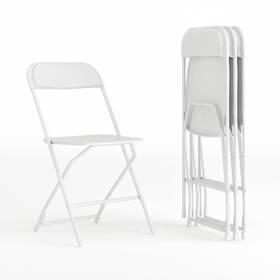 Flash Furniture 847254015660 Plastic Folding Chair 4 Pack 650lb White Lightweight Event Hercules Series