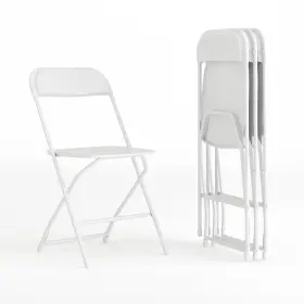 Flash Furniture 847254015660 Plastic Folding Chair 4 Pack 650lb White Lightweight Event Hercules Series
