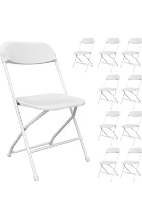 Flash Furniture 847254057455 10 Folded White Chairs 60lel3white 32 In Folding