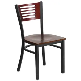 Flash Furniture 889142054023 Hercules Series Black Decorative Slat Back Metal Restaurant Chair With Mahogany