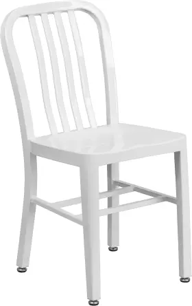 Flash Furniture 889142059776 Commercial Grade White Metal Indoor-outdoor Chair Set Of 2