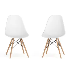 Flash Furniture 889142221388 Elon Series Plastic Modern Dining Chairs With Wooden Legs Mid