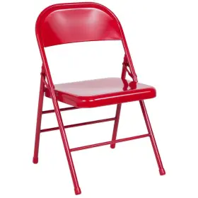 Flash Furniture 889142417545 2 Pack Hercules Series Triple Braced And Double Hinged Red Metal Folding Chair