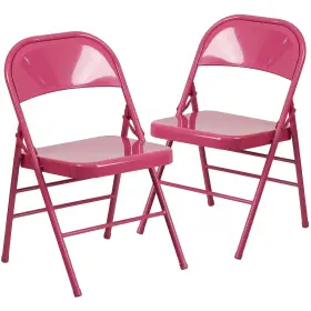 Flash Furniture 889142417569 2 Pack Hercules Colorburst Series Shockingly Fuchsia Triple Brac