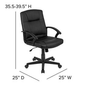 Flash Furniture 889142531159 Fundamentals Mid-back Black Leathersoft-padded