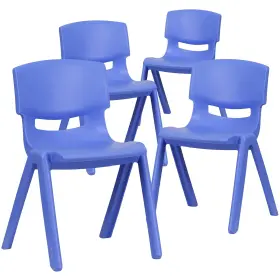 Flash Furniture 889142903314 4 Pack Blue Plastic Stackable School Chair With 13.25ftft Seat Hei