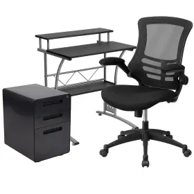 Blnclifappx5bk Flash Furniture 28 Inch Desk Office Bundle Set Black