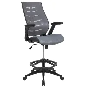 Blzp809ddkgy Flash Furniture Nylon Drafting Chair With Lumbar Support Dark Gray