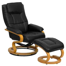 Bt-7615-bk-curv-gg Flash Furniture Black Upholstered Faux Leather Swivel Ottoman Included