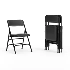 Cga-hf-15293-bl-hd Flash Furniture Black Vinyl/black Frame Metal Folding Chair 4-pack