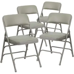 Cga-hf-5861-gr-hd Flash Furniture Jlflash Folding Chair 15.75 Inch Vinyl Seat Metal Frame Gray 4-pack
