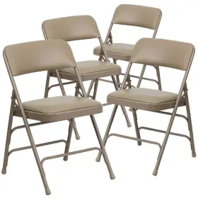 Cga-hf-5867-be-hd Flash Furniture Beige Vinyl/beige Frame Metal Folding Chair 4-pack
