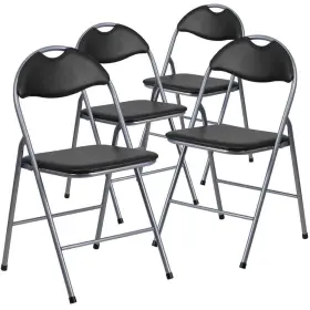 Cga-jb-158106-bl-hd Flash Furniture Folding Chairs 17 Inch Metal Black Vinyl Padded Seat Set Of 4