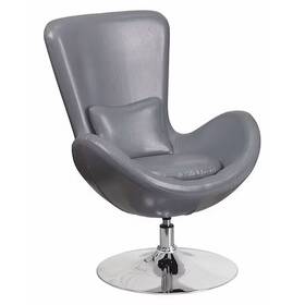 Flash Furniture Ch-162430-gy-lea-gg Egg Side Reception Chair Gray Leathersoft