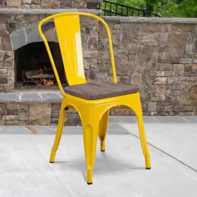 Ch-31230-yl-wd-gg Flash Furniture Metal Stack Chair Yellow