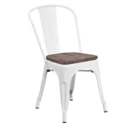863-ch-31230-sil-wd-gg Flash Furniture Ch31230silwdgg Metal Wood Seat Chair - White Set Of 4