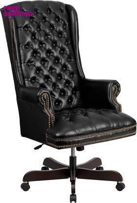 Flash Furniture Ci-360-bk-gg Ergonomic High Back Tufted Black Leather Executive Swivel Office Chair Free Ship