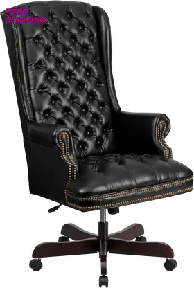 Ci-360-bk-gg Flash Furniture Ergonomic High Back Tufted Black Leather Executive Swivel Office Chair Free Ship