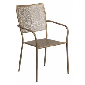 Co-2-gd-gg Flash Furniture Gold Steel Patio Arm Chair With Square Back
