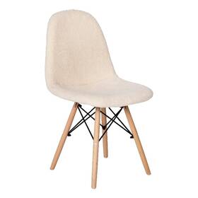 Flash Furniture Dl-10-w-gg Armless Off White Faux Shearling Accent Chair With Modern Wood Legs