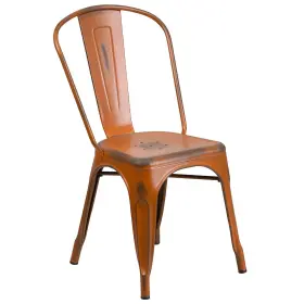 Et3534or Flash Furniture Metal Indoor Stackable Chair Distressed Orange
