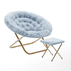 Fvfmc025fraqsgd Flash Furniture Gwen Faux Fur Folding Saucer Chair With Ottoman Dusty
