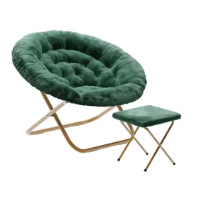 Fvfmc025fremsgd Flash Furniture Gwen Faux Fur Folding Saucer Chair With Ottoman