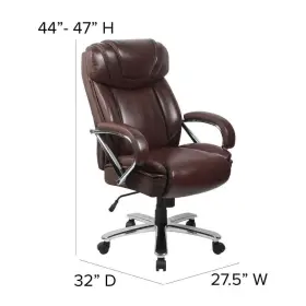 Go2092m1bn Flash Furniture Office Chair 47 Inch H High-back Leather With Extra Wide Seat Brown