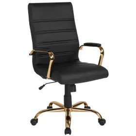 Go2286hbkgld Flash Furniture Office Chair 27 Inch X26 X43 Faux Leather Swivel Ergonomic With Arms
