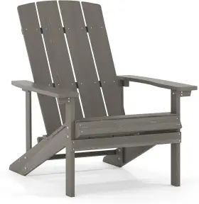 Jj-c14501-ltg-gg Flash Furniture Charlestown Faux Wood Adirondack Chair Polyresin Patio Gray