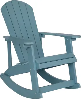 Jj-c14705-sfm-gg Flash Furniture Savannah Poly Resin Wood Adirondack Rocking Chair Sea Foam