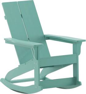Flash Furniture Jj-c14709-sfm-gg Finn Poly Resin Wood Adirondack Rocking Chair Sea Foam