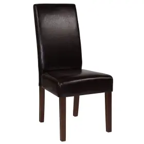 Qya379061brnl Flash Furniture Greenwich Series Mid-century Modern Leathersoft Parsons Dining