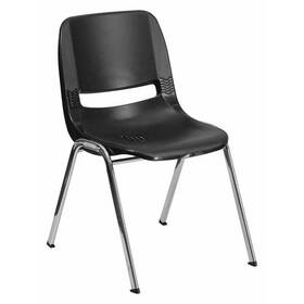 Flash Furniture Rut-14-bk-chr-gg Stack Chair Chrome Frame Black 14 Inch