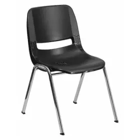 Rut-18-bk-chr-gg Flash Furniture Stack Chair Plastic Black 18 Inch H