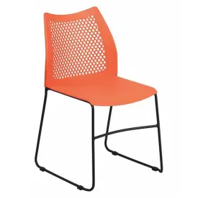 Rut-498a-orange-gg Flash Furniture Sled Stack Chair Plastic Air-vent Bck Or