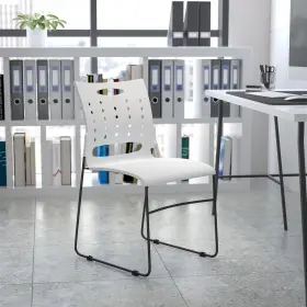 Rut2wh Flash Furniture Cules Series 881 Lb. Capacity White Sled Base Stack Chair With Air-vent Back